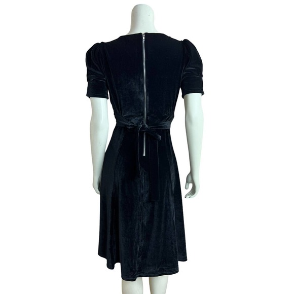 Nicoletta Carlone Black Velvet Dress XS Pierced Heart Sequin Dagger Goth 30s 40s - Picture 3 of 12
